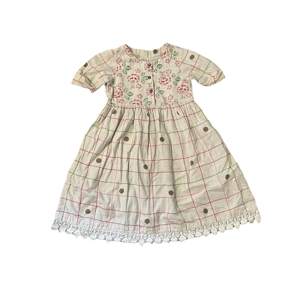 Utsa Kids organic cotton linen button front dress